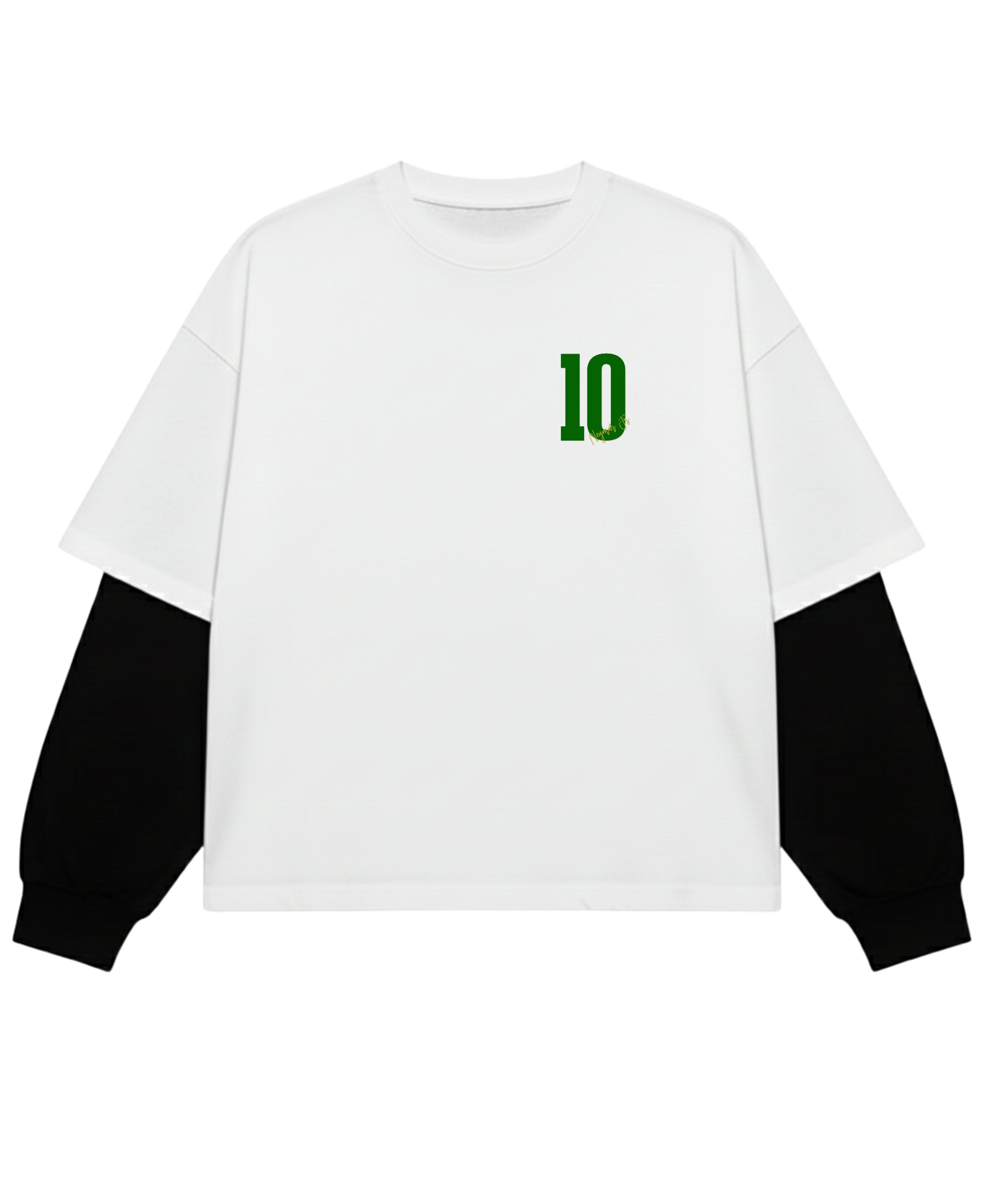 White With Black Sleeve Oversized Tee Front Design