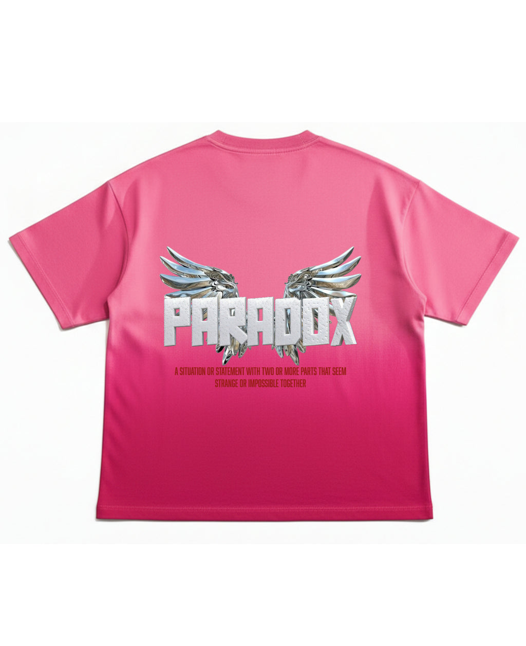 Pink Sunfade Ombré Wash Boxy Fit T-shirt Back Design