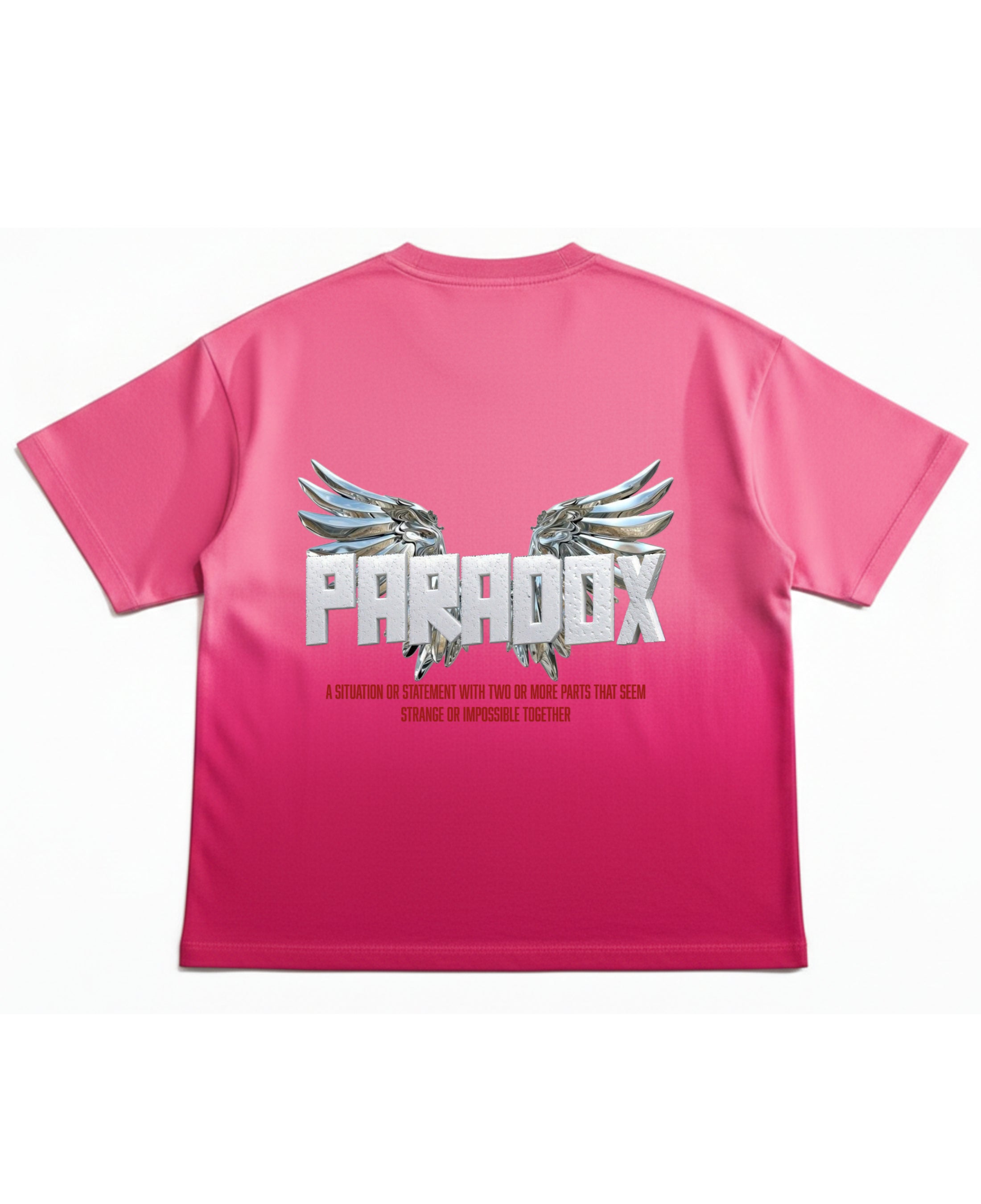 Pink Sunfade Ombré Wash Boxy Fit T-shirt Back Design