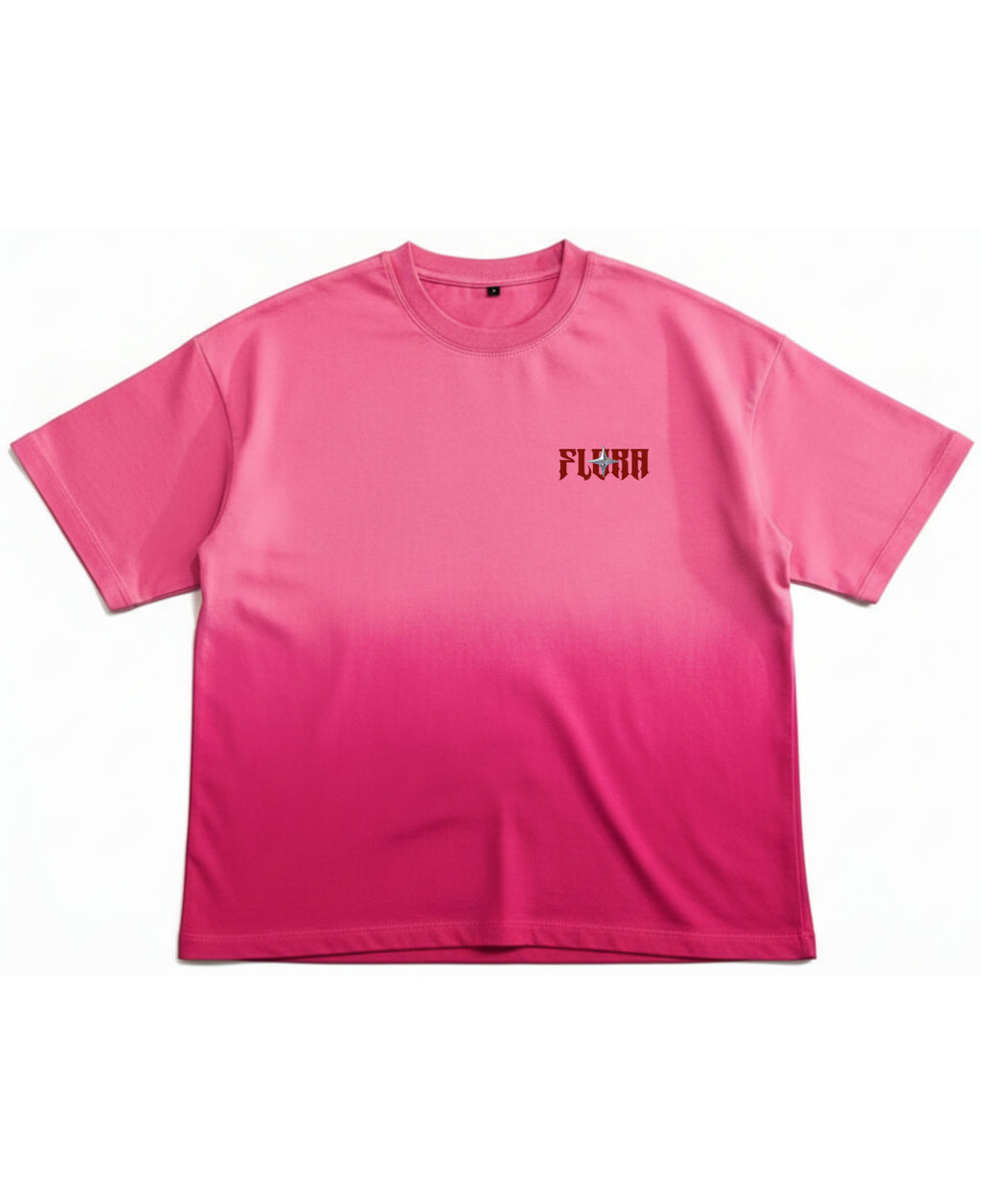 Pink Sunfade Ombré Wash Boxy Fit T-shirt Front Design