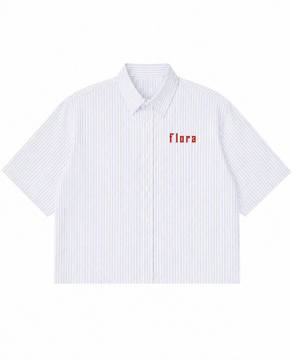 Blue Striped Oxford Boxy Shirt Front Design