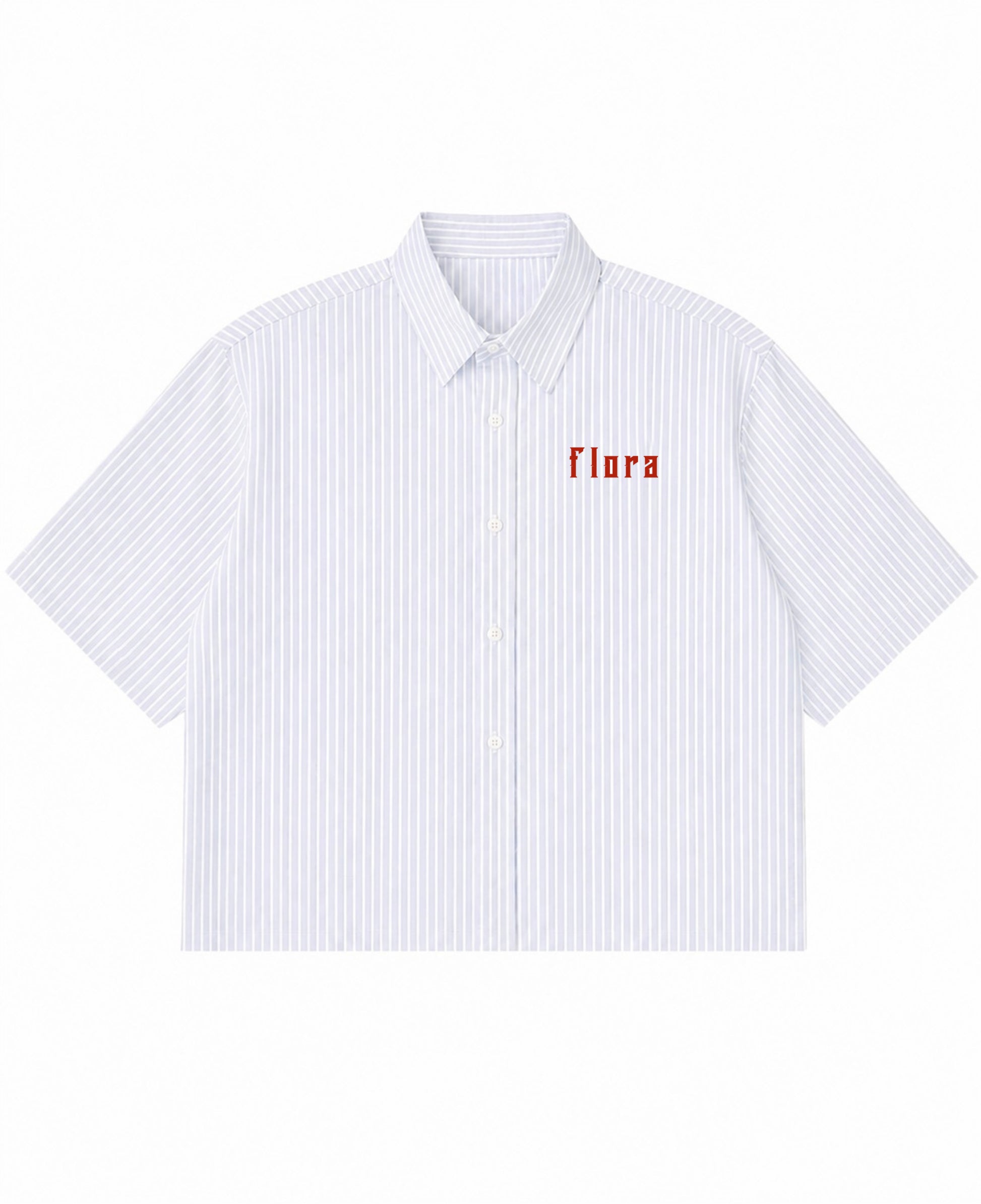 Blue Striped Oxford Boxy Shirt Front Design