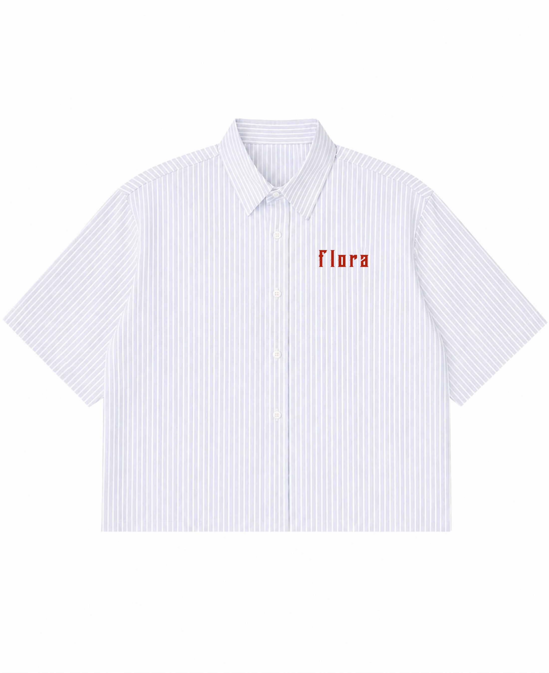 Blue Striped Oxford Boxy Shirt Front Design