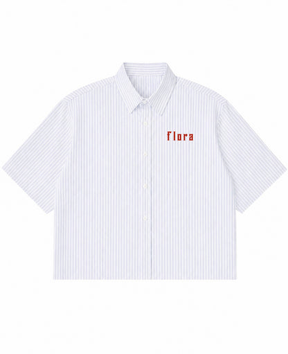 Blue Striped Oxford Boxy Shirt Front Design