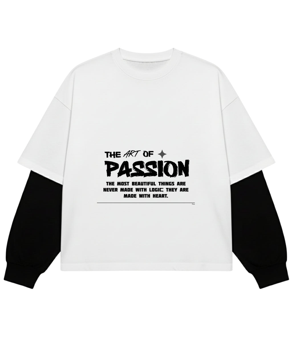 White With Black Sleeve Oversized Tee Front Design