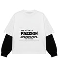 White With Black Sleeve Oversized Tee Front Design