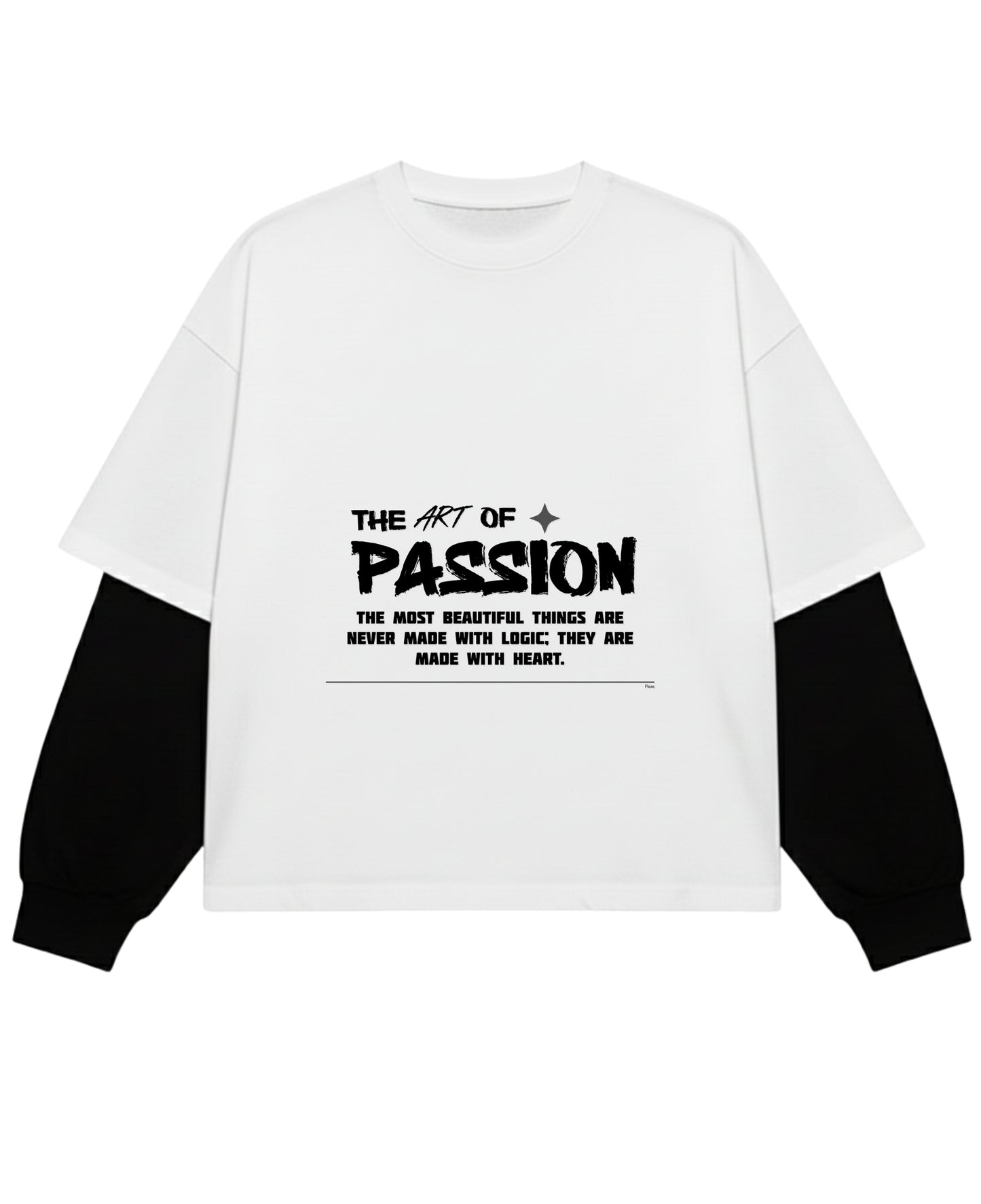 White With Black Sleeve Oversized Tee Front Design