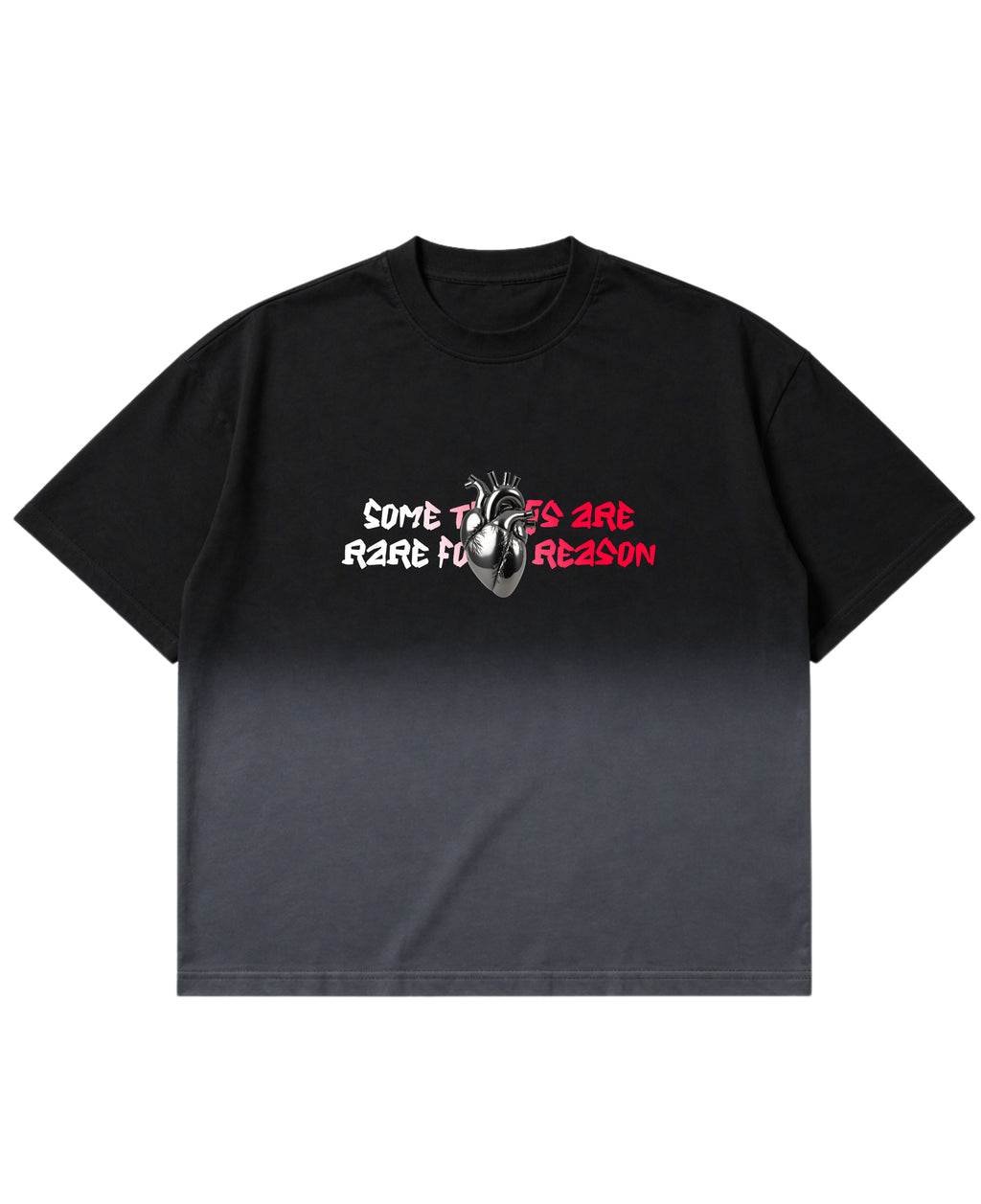 Black Ombré Wash Boxy Fit T-shirt Front Design