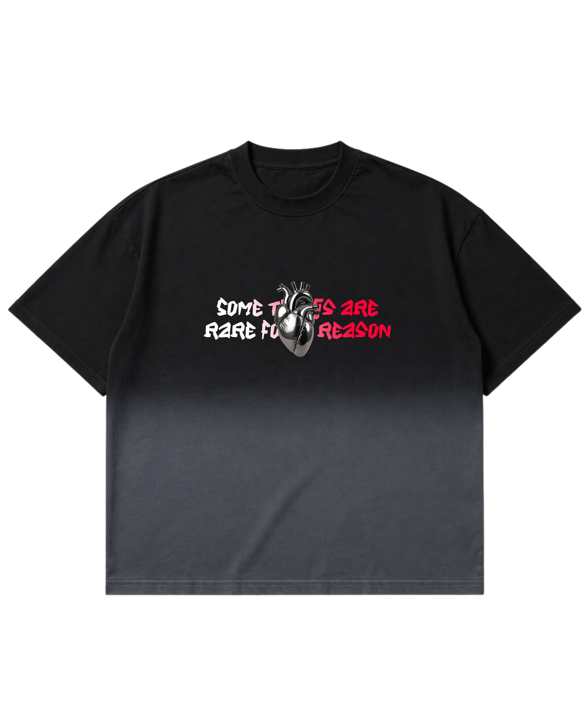 Black Ombré Wash Boxy Fit T-shirt Front Design