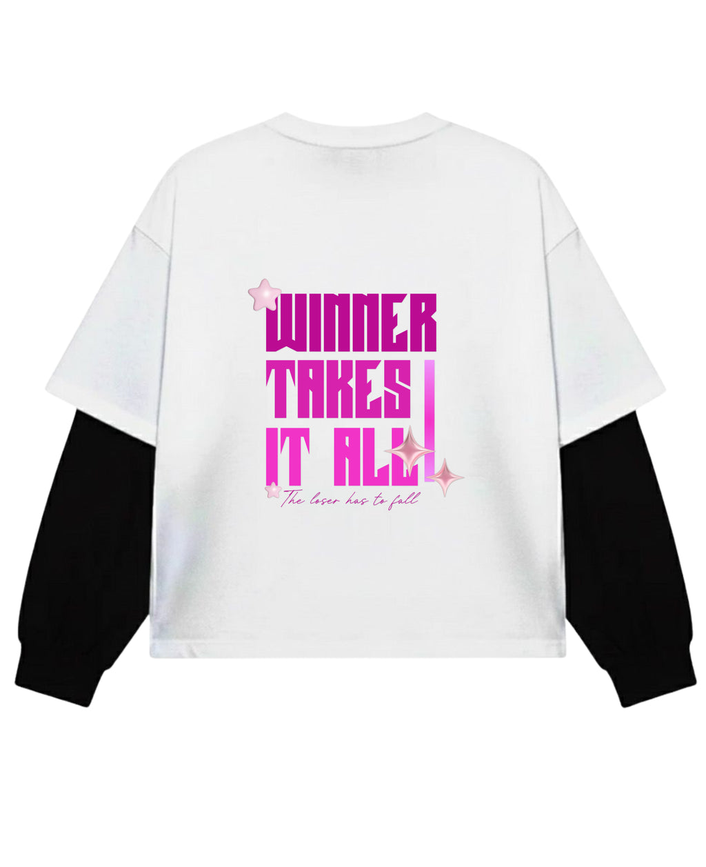 White With Black Sleeve Oversized Tee Back Design