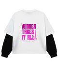 White With Black Sleeve Oversized Tee Back Design