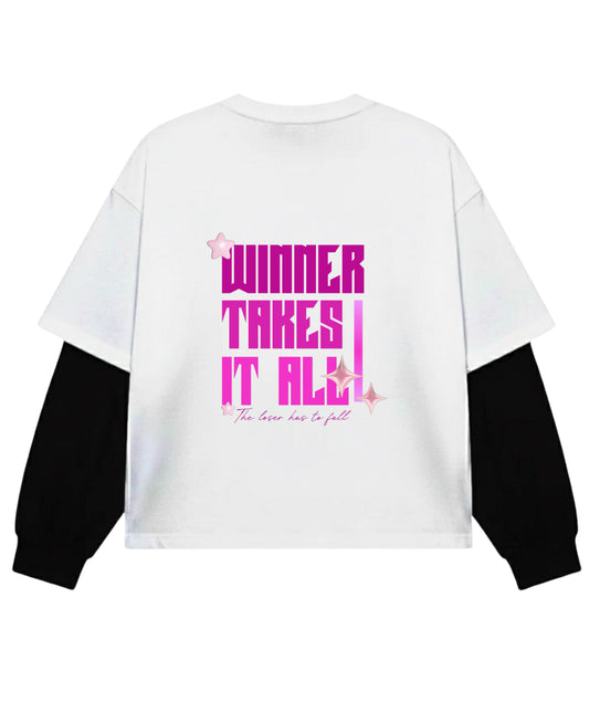 White With Black Sleeve Oversized Tee Back Design