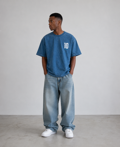 Mbappe Denim Wash Boxy Fit T-shirt  240 GSM | S-XXL | 100% French terry cotton
