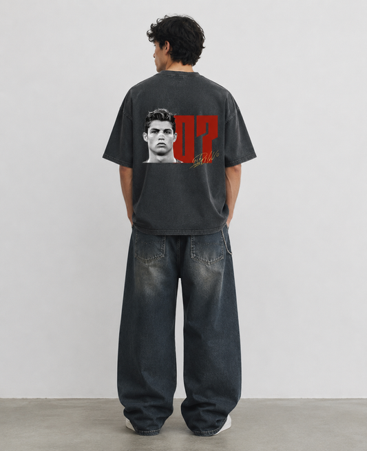 CR7 Vintage Fade Wash Oversized T-shirt  240 GSM | S-XXL | 100% French terry cotton