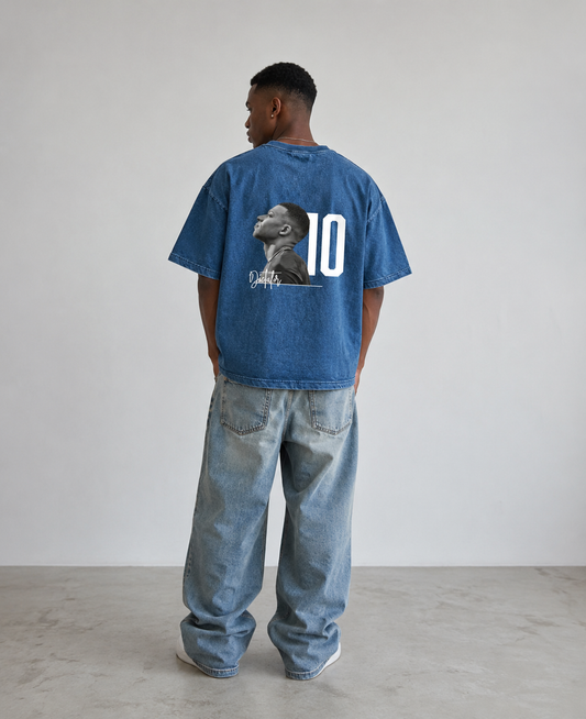 Mbappe Denim Wash Boxy Fit T-shirt  240 GSM | S-XXL | 100% French terry cotton